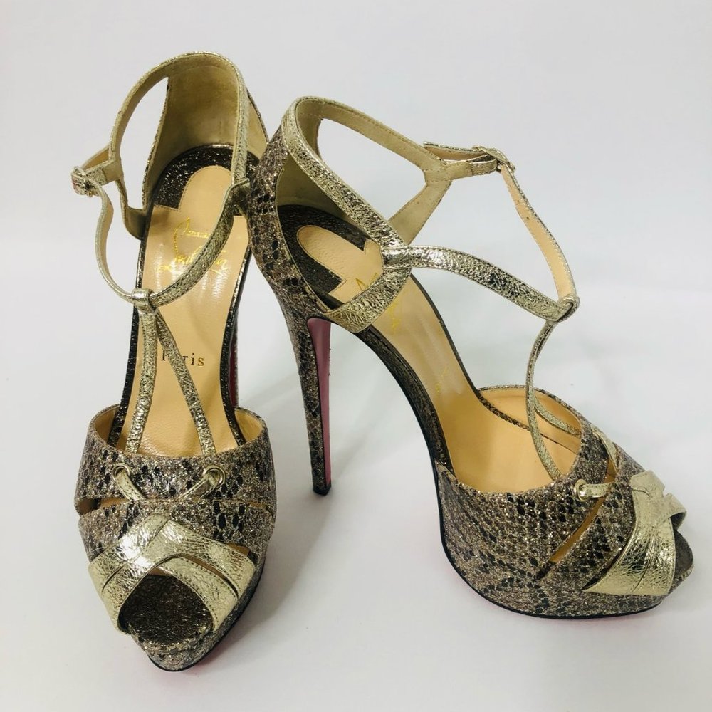 Christian Louboutin GLENNALTA 150 Glitter Snake Platform Heels